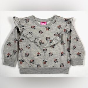 DISNEY Junior Minnie Mouse Girls Ruffle Sweatshirt 2T‎ Whimsical Playful Cozy